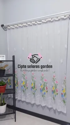 Gorden vitrase warna motif bunga tulip print