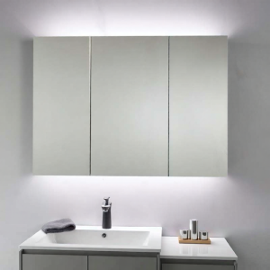 DANBIYIN | Wall-mounted Aluminum Mirror Cabinet With LED Lights White