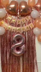 Rose Gold Birthday Balloon Set Happy Birthday Banner with Butterfly Stickers Decoration Number & Heart Star Balloons Party Decorations Set for Girl Women Birthday Party Decor