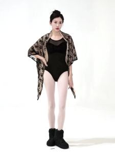 daydance | Womens Cape Top Dance Tops Adults Ballet Tops Vintage Lace Chiffon Two-tone Cape Coat Skirt Dual-use Shawl
