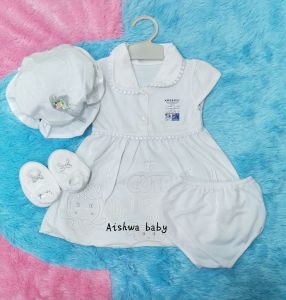 baju aqiqah bayi perempuan+topi+sepatu/ 0-12bulan/ baby set/ kado bayi cewek