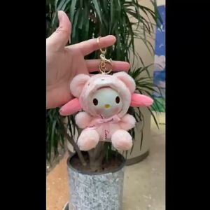 Cute Hello Kitty Plush Keychain | Cosplay Bear Bunny Bag Charm - Soft Stuffed Doll Pendant