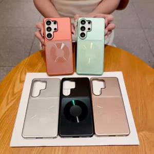 Luxury Aurora Circle Magnetic Wireless Charging Case For Samsung Galaxy S26 S25 S24 S23 Plus Ultra AG Matte Plating Bumper Cover