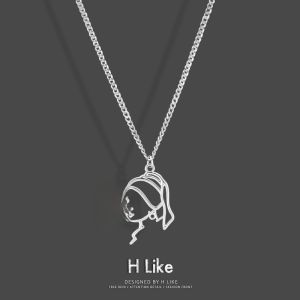Minimalist Art Female Necklace Pendant Titanium Steel Korean Style Autumn/Winter Sweater Chain Special-Interest Design Easiest for Match Silver Ins
