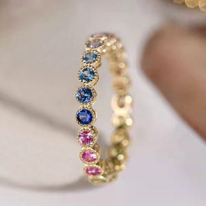 Huitan Colorful Rainbow Cubic Zircon Promise Rings for Women Gold Color Luxury Trendy Wedding Accessories Statement Jewelry