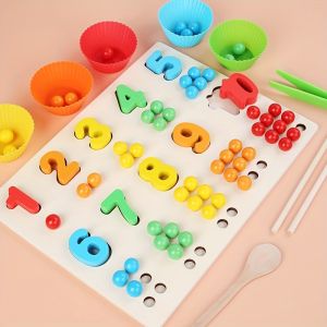Childrens Wooden Educational Toys Math Enlightenment Color Classification Teaching Aids Exercise Babys Fine Hand Movements With Chopsticks And Bead Games