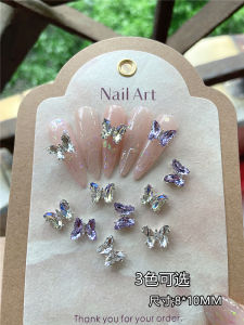 Mukasi New Style Crystal Butterfly Nail Drill Silver Metal Frame 3D Butterfly Nail Art Decorations Fairy Atmosphere Beauty Tools