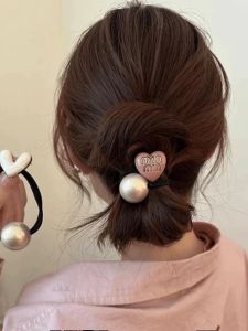 Elegant Letter Beaded Hair Ties for Women High Elasticity Hair Bands French Style Hair Accessories for Ponytail