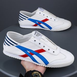 Ice Silk Casual Shoes Breathable Thin Soft Bottom Mens Anti-Odor Lightweight Fashionable Summer Sneakers Flat Heel round Toe