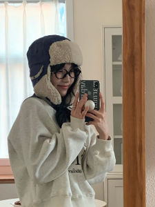 Warm Cottonadded Lamb Fur LeiFeng Cap Womens Cycling Outdoor Pilot Ear Protection Hat Trendy Autumn Winter Casual Style for Young Females