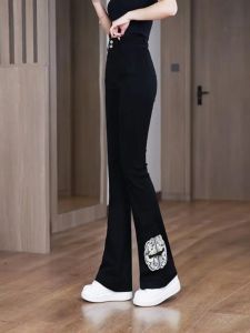 กางเกงขายาวทรงหลวมเอวสูงสำหรับผู้หญิง ทรงหลวม ปักลาย ทรงเอวสูง ทรงหลวม ทรงสลิมฟิต กางเกงขายาวทรงสลิมฟิต