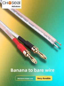 Choseal | Banana Plug to Bare Copper Speaker Cable for Subwoofer Connection 2.1 Main and Subwoofer