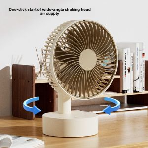 「China Plug」LINGYUE | Auto-Oscillating USB-Charging Mini Desk Fan