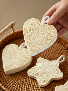 DINGQING | Natural Loofah Dish Sponge Heart Shape Handmade