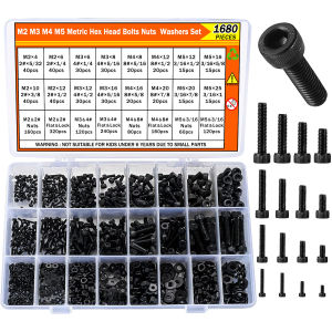 1680Pcs M2 M3 M4 M5 Metric Hex Head Bolts Nuts Washers Set Hex Socket Head Cap Screws Bolts Nuts Washers Assortment Kit