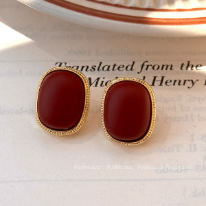 Elegant Red Half Circle New Year Ladies Earrings Luxury Feelings Fashionable Jewelry Clip-On Earrings for Women