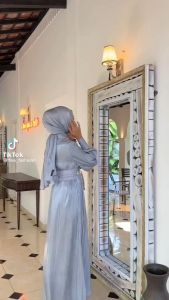 TRENDY !! Rivana Dress Bahan Shimmer Premium FREE BELT / Dress Simmer Viral Kekinian Terbaru 2023 / Dress OOTD Hijaber Trendy / BAYAR DI TEMPAT