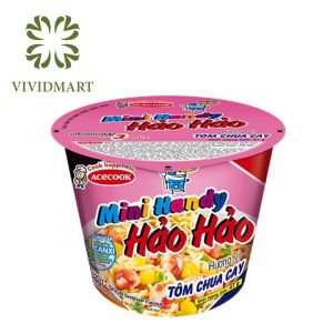 [THÙNG 12 LY] - ACECOOK - Mì ly mini Handy Hảo Hảo 2 vị: Tôm Chua Cay Bò Sa Tế - (47-53g/ly) - Mì Ly Mini Hảo Hảo Mini Handy ly