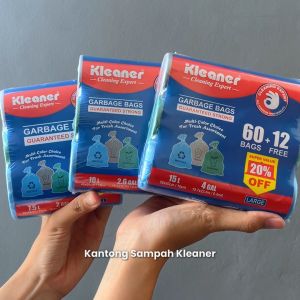 Kleaner Kantong Plastik Sampah 40 x 45 Cm 3 Roll 144 Pcs Trash Bag Size S Garbage Bag Serbaguna GSL002