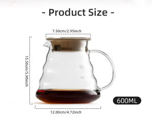 600ml Glass Coffee Carafe Coffee Pot Clear Standard Coffee Server for Pour Over Coffee Maker