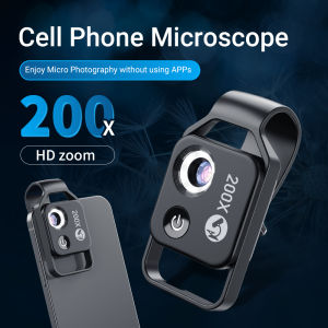 apexel | APEXEL Digital 200X Microscope Lens with CPL Mobile LED Guide Light Lamp Micro Pocket SuperMacro Lens for iPhone Samsung phones