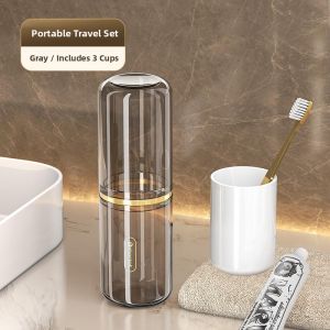 MONLEYTA | Portable Travel Toothbrush Cup Set Student Dormitory Essential Oral Care Kit ManliTa Pure Color Plastic Bathware Accessories