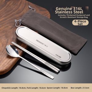 Student Portable Personal Use Stainless Steel Cutlery Storage Box