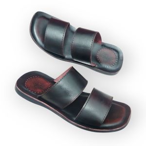 SANDAL KULIT PRIA ( GARANSI KULIT SAPI 100% ) MODEL JM02 HITAM ( PREMIUM HIGH QUALITY )
