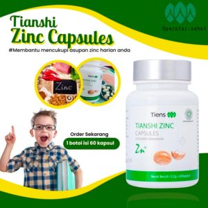 Tianshi Zinc Penggemuk Badan Anak - Vitamin Penambah Nafsu Makan | Zinc Kapsul Original Vitamin Nutrisi Anak Herbal Penambah Nafsu Makan &  Penggemuk Badan Tiens | Best Seller Tiens isi 15 Kapsul Original