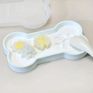 A Top Quality DIY Cat Paw & Bone Shape Silicone Mold Storage Tray Jewelry Display Dish Home Decor Cat And Dog Food Tray Gypsum