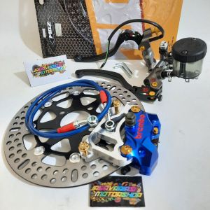 PAKETAN DEPAN 1 SET - HANDLE MASTER REM BRCMBO RCS 18 IZUMI ASSY 1 TABUNG BIGSMOKE + KALIPER BRCMBO 2P + BREKET 2P 260MM + BAUT GOLD + SELANG REM 95CM + PIRINGAN CAKRAM MODEL KTC 260MM PNP MATIC HONDA VARIO 110 OLD/ VARIO 125 150 OLD/ BEAT/ SCOOPY/ GENIO
