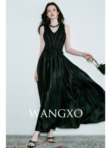 WANGXO | Glamour Hollow Weave Sleeveless Large A-line Waisted Dress