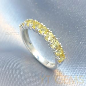 🔥 แหวนแถว ซิทรินแท้ แหวน เงินแท้ ชุบทองคำขาว พลอยแท้ YTG-8204 YTGEMS