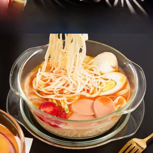 Heat Resistant Glass Bowl for Microwave Oven Steamed Egg Soup Bowl with Lid Nordic Style Home Dining Utensils Instant Noodles Bowl