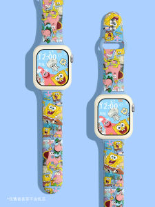 Suitable for Apple Watch S8/9 Strap Iwatch8/7/6/5/4/3 Smart Watch Se Accessories Boys and Girls Neutral Print Trendy Design Classy Stylish Strap Cartoon Sponge Baby