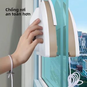 Dụng Cụ Lau Kính Cửa Sổ Từ Tính Hai Mặt Có Bàn Chải Tự Động Làm Sạch Kính Ban Công Cho Cửa Kính Hai Lớp