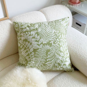 YASHLIE Retro Embroidered Plant Floral Decorative Cushion Covers Living Room Sofa Square Polyester Blend Fabric Home Textiles