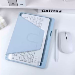 คีย์บอร์ดไอแพด แป้นพิมพ์ภาษาไทย บลูทูธ + เมาส์ยูเอสบี บลูทูธ + เคสแม่เหล็กป้องกัน + ปากกาสไตลัส รองรับ IOS