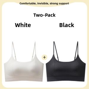 MiiOW | Ice Silk Strap Vest Womens Summer Thin Invisible Traceless Large Chest Appears Small Gathered Anti-Sagging Bra Underwear