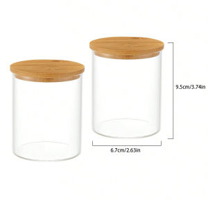 Acrylic Storage Box Bathroom Jar Makeup Organizer Cotton Round Pad Holder Cotton Holder Dispenser with Bamboo Lid Clear Plastic