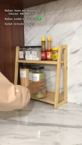 rak susun kayu serbaguna / Rak bumbu dapur kayu - Lazada