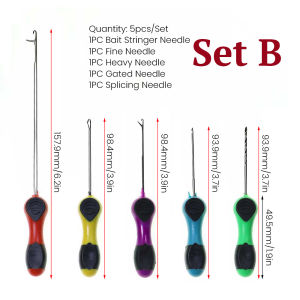 5PCS Carp Fishing Bait Needle Set Stainless Steel Boilie Drill Pop Up Rigs Splicing Hook Link Stringer Needle Fishing Accessorie
