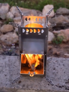 SHANBEN Large Combustion Foldable Camping Rocket Stove Efficient Wood Burning Stove Portable Heater Cooker for Beach Campsite
