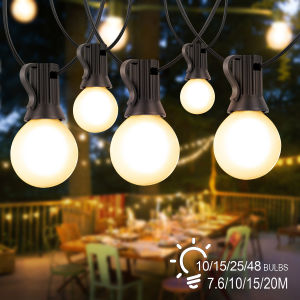 Vintage G40 Frosted Globe String Lights E12 220V EU Warm White 110V US Waterproof Retro Wedding Garden Light New Years Garland