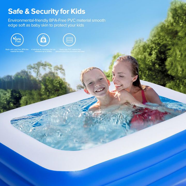 Family Inflatable Swimming Pool Wiht Air Pump Easy to Use Outdoor ...