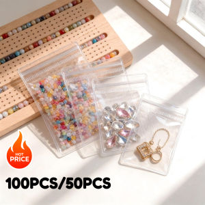 100/50pcs Thick Clear PVC Jewelry Storage Bags Anti Tarnish Zip Lock Pouches Reusable Plastic Packaging For Beads Rings Earrings