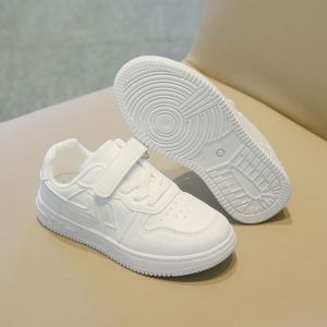 Teacher Approved Kids White Sneakers Breathable Waterproof School Shoes Boys Sports Shoes Girls Flat Shoes Drainage Rubber Sole