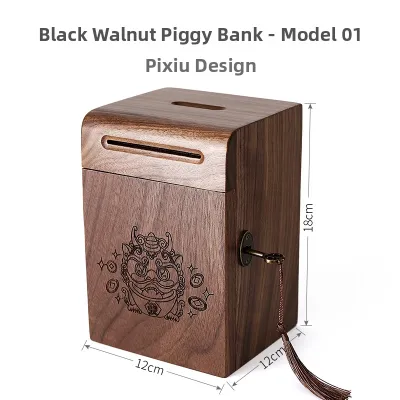 YUNQIXIANGTANG | Piggy Bank Wooden Lockable