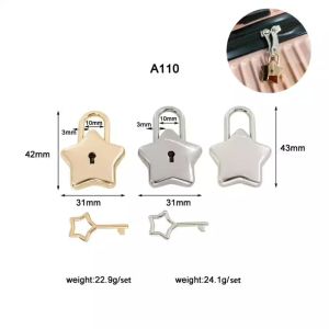 กุญแจล็อคกระเป๋าสตรี กระเป๋าเดินทางขนาดเล็ก ล็อคกระเป๋าถือ กุญแจล็อคแบบพกพารูปดาวแฟนซี Mini Star alloy lock A110