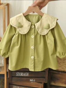 เสื้อแจ็คเก็ตคอปกตุ๊กตาเด็กผู้หญิงฤดูใบไม้ผลิและฤดูใบไม้ร่วง เสื้อผ้าเด็กสไตล์เกาหลี เสื้อผ้าเด็กผู้หญิง ฤดูใบไม้ร่วง 2025